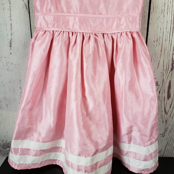 Gymboree Dress Girls Size 5T A Line Sleeveless Striped Bow Pink - Picture 4 of 7